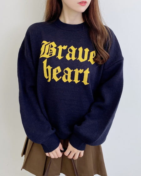 INGNI(イング) ジャガード2段ビッグロゴニット コン/マスタード