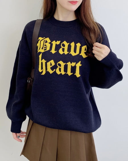 INGNI(イング) ジャガード2段ビッグロゴニット コン/マスタード