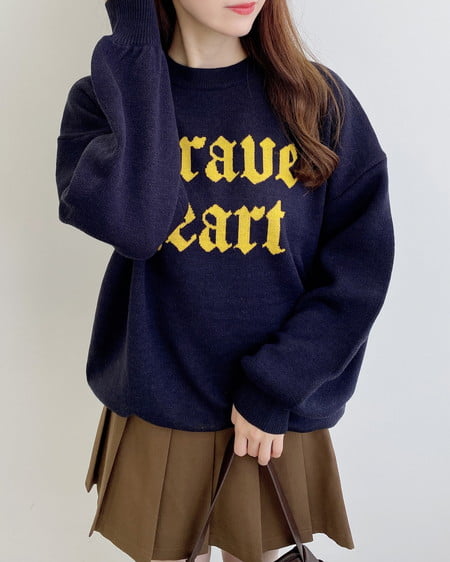 INGNI(イング) ジャガード2段ビッグロゴニット コン/マスタード