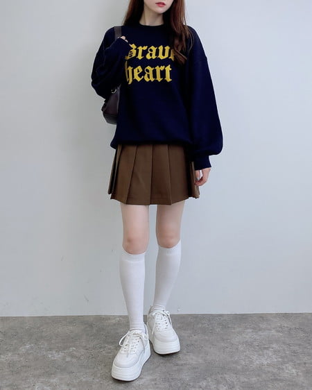 INGNI(イング) ジャガード2段ビッグロゴニット コン/マスタード