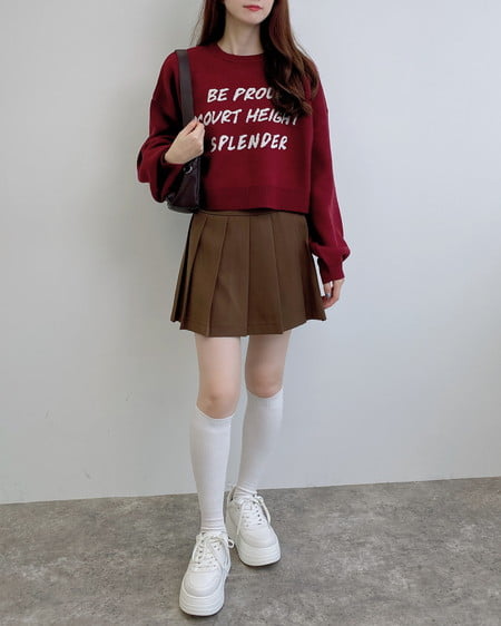 INGNI（イング） ジャガードメッセージロゴショート丈ニット ﾎﾞﾙﾄﾞｰ/ｵﾌﾎﾜｲﾄ