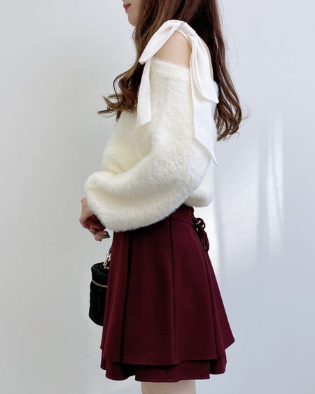 INGNI(イング) バックレースアップタックフレアスカート ボルドー