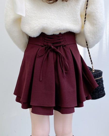 INGNI(イング) バックレースアップタックフレアスカート ボルドー