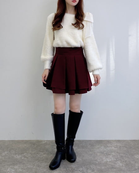 INGNI(イング) バックレースアップタックフレアスカート ボルドー