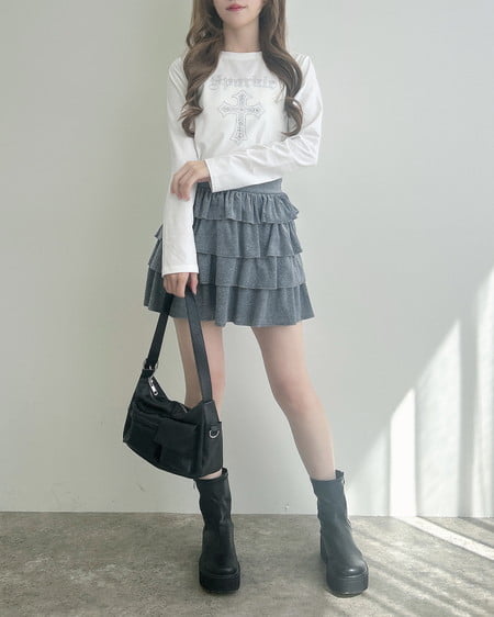 INGNI（イング） ベロアティアードスカパン(セットアップ対応) ｸﾞﾚｰ