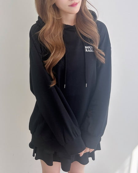 INGNI(イング) バック貼付ハートロゴスウェットチュニックパーカー クロ