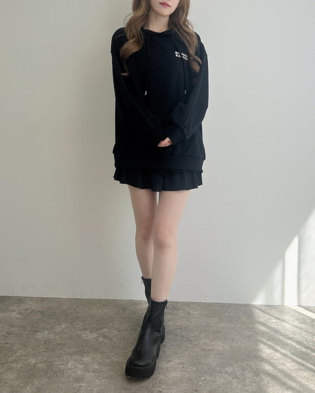 INGNI(イング) バック貼付ハートロゴスウェットチュニックパーカー クロ