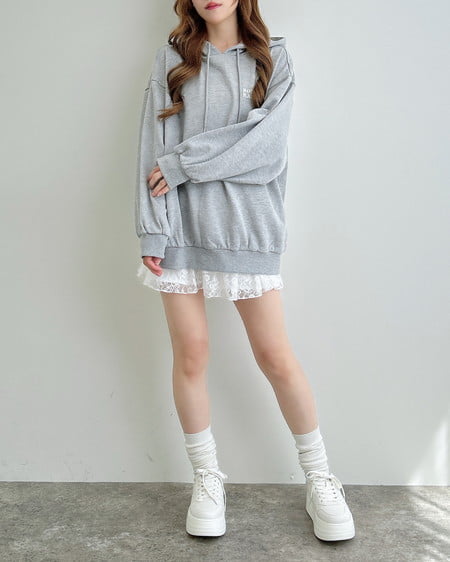 INGNI(イング) バック貼付ハートロゴスウェットチュニックパーカー グレー