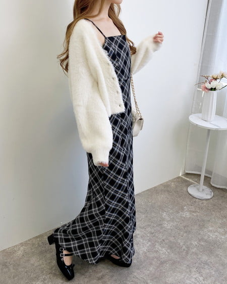 INGNI(イング) レース付フェザーニットカーディガン アイボリー