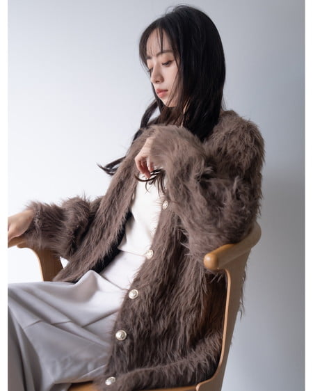 INGNI(イング) フェザーロングニットカーディガン ブラウン