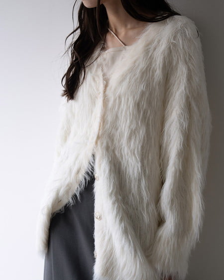 INGNI(イング) フェザーロングニットカーディガン アイボリー