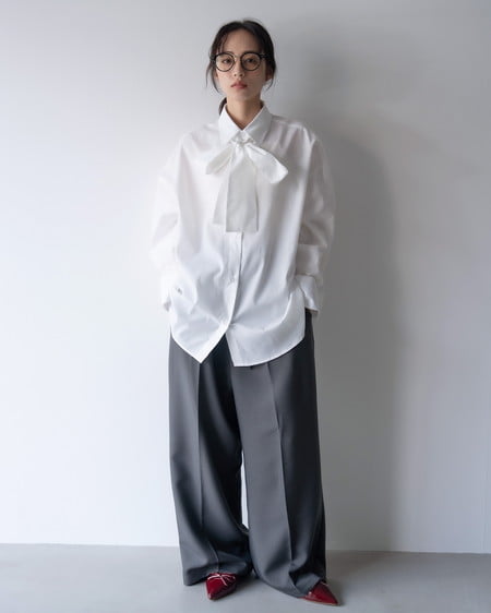 INGNI（イング） ハイウエストリボンパンツ ﾁｬｺｰﾙｸﾞﾚｰ