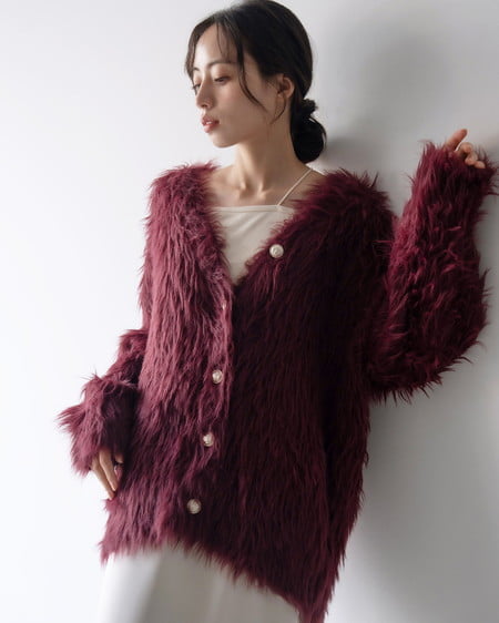 INGNI（イング） フェザーロングニットカーディガン ﾎﾞﾙﾄﾞｰ