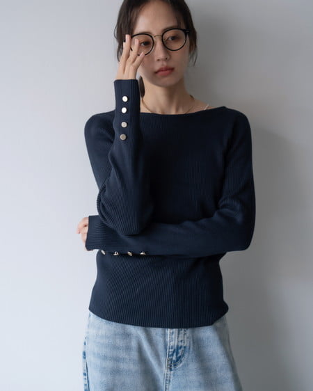 INGNI（イング） ボートネック袖金ボタンニット ｺﾝ