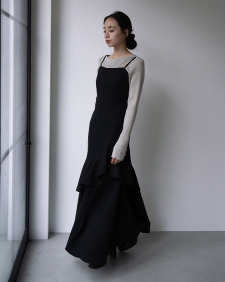 INGNI（イング） バックレースアップアシメスリットキャミワンピース ｸﾛ