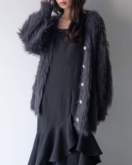 INGNI（イング） バックレースアップアシメスリットキャミワンピース ｸﾛ