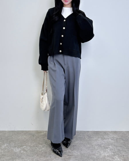 INGNI（イング） 共ベルト付ワイドパンツ ﾁｬｺｰﾙｸﾞﾚｰ