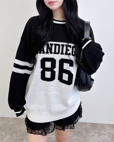 INGNI（イング） ジャガードナンバーロゴニット ｵﾌﾎﾜｲﾄ/ｸﾛA