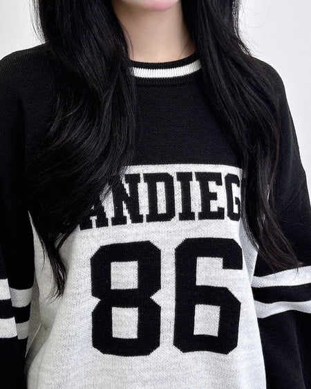 INGNI（イング） ジャガードナンバーロゴニット ｵﾌﾎﾜｲﾄ/ｸﾛA