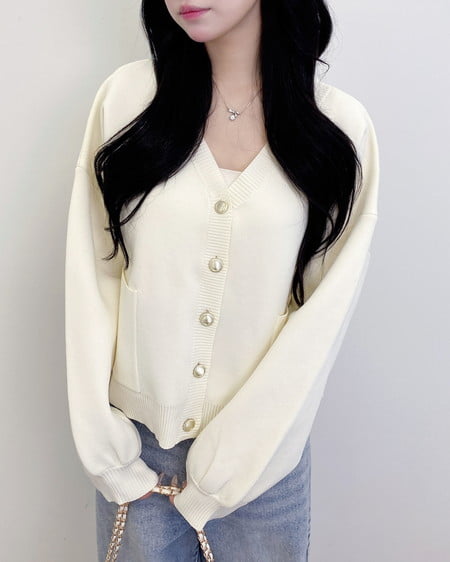 INGNI（イング） Vネックスポンディッシュニットカーディガン ｱｲﾎﾞﾘｰ