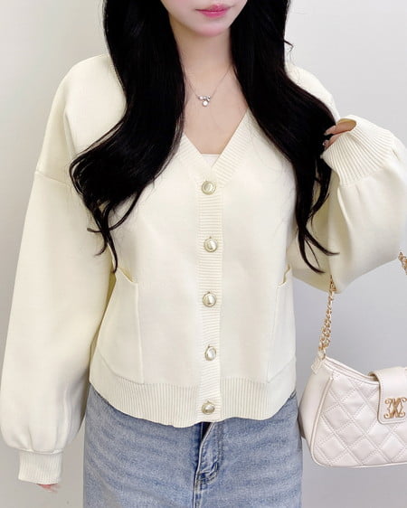 INGNI（イング） Vネックスポンディッシュニットカーディガン ｱｲﾎﾞﾘｰ