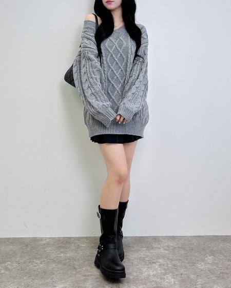 INGNI（イング） 2Wayケーブルルーズチュニックニット ｸﾞﾚｰ
