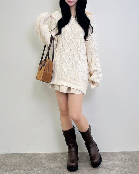 INGNI（イング） 2Wayケーブルルーズチュニックニット ｱｲﾎﾞﾘｰ