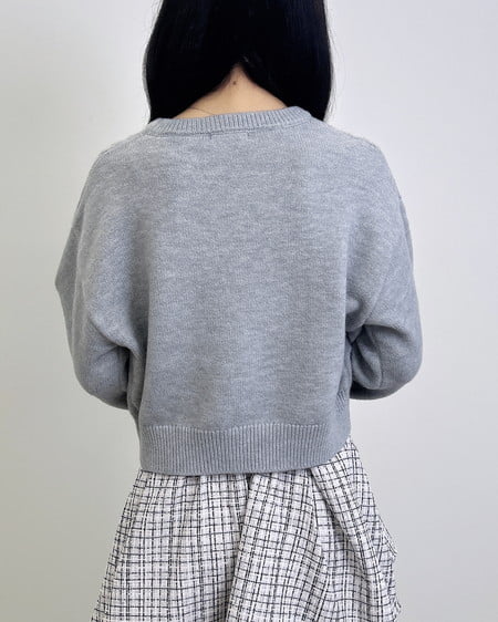 INGNI（イング） ビジューパール付きもちもちケーブルニット ｸﾞﾚｰ