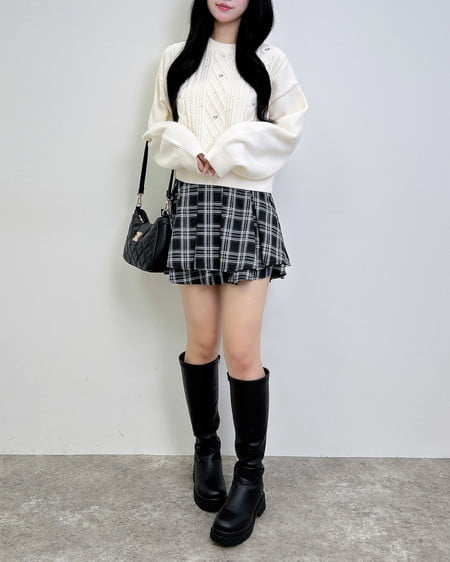 INGNI（イング） ビジューパール付きもちもちケーブルニット ｱｲﾎﾞﾘｰ