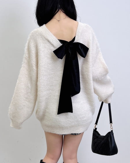 INGNI（イング） バックベロアリボンシャギーチュニックニット ｱｲﾎﾞﾘｰ