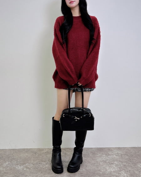 INGNI（イング） バックベロアリボンシャギーチュニックニット ﾎﾞﾙﾄﾞｰ