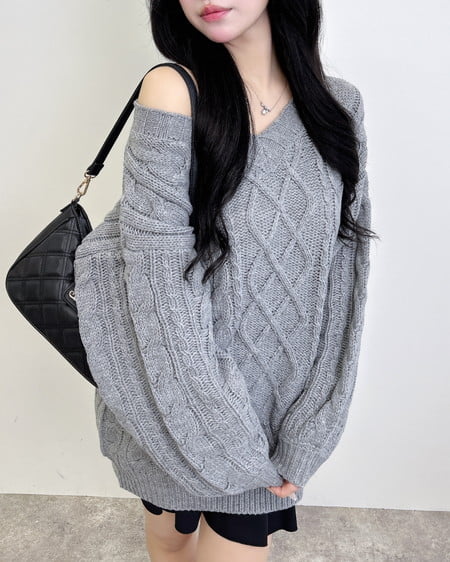 INGNI（イング） 2Wayケーブルルーズチュニックニット ｸﾞﾚｰ