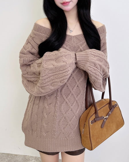 INGNI(イング) 2Wayケーブルルーズチュニックニット ﾓｶﾍﾞｰｼﾞｭ