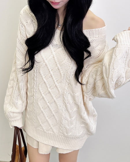 INGNI（イング） 2Wayケーブルルーズチュニックニット ｱｲﾎﾞﾘｰ