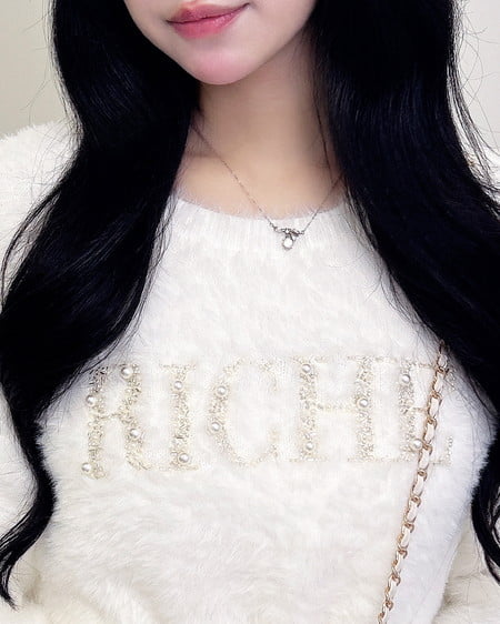 INGNI（イング） パールビジューロゴフェザーニット ｱｲﾎﾞﾘｰ