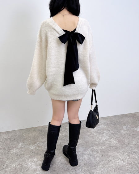 INGNI（イング） バックベロアリボンシャギーチュニックニット ｱｲﾎﾞﾘｰ