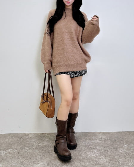 INGNI（イング） バックベロアリボンシャギーチュニックニット ﾓｶ