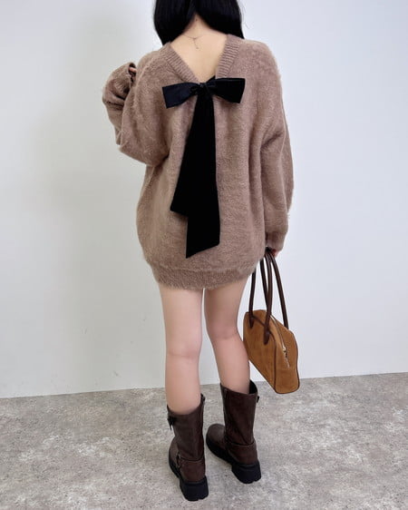 INGNI（イング） バックベロアリボンシャギーチュニックニット ﾓｶ