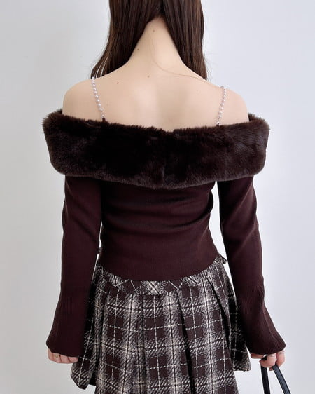 INGNI（イング） 2Wayエコファーオフショルニット ﾌﾞﾗｳﾝ