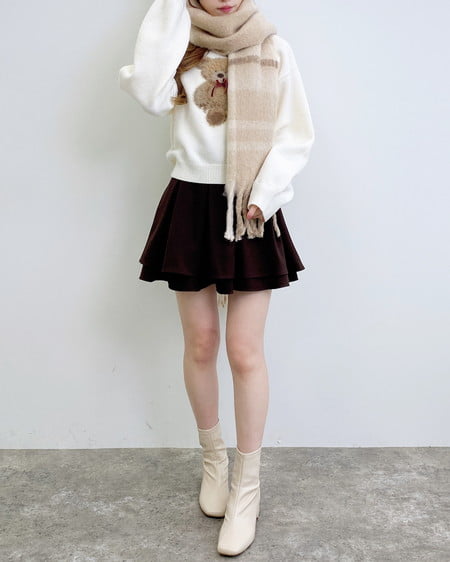 INGNI(イング) バックレースアップタックフレアスカート ブラウン