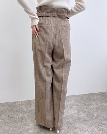 INGNI(イング) 共ベルト付きグレンチェックワイドパンツ ブラウン/グレンチェック