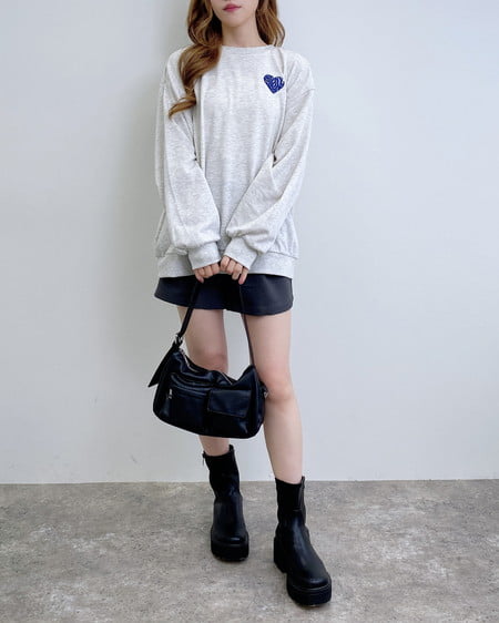 INGNI(イング) バックサガラハートスウェットチュニック オートミール/ブルー