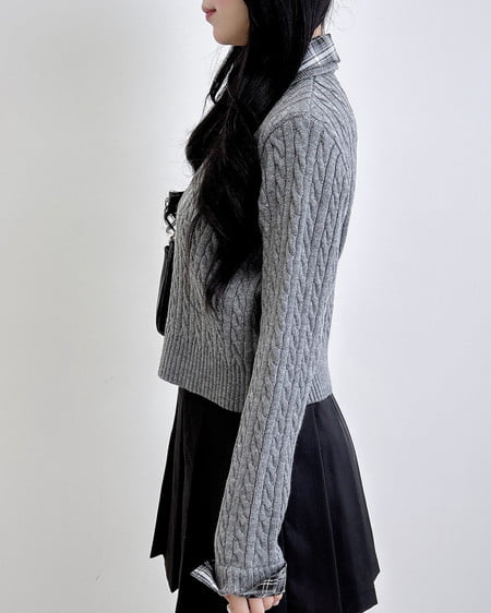 INGNI（イング） ダブルカラーチェック柄シャツドッキングポロニット ｸﾞﾚｰ/ｸﾛ