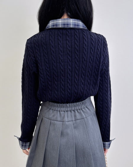 INGNI（イング） ダブルカラーチェック柄シャツドッキングポロニット ｺﾝ/ｺﾝ