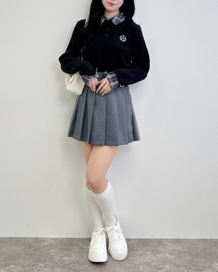 INGNI（イング） ダブルカラーチェック柄シャツドッキングポロニット ｺﾝ/ｺﾝ