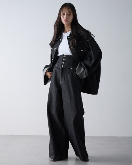 INGNI(イング) 袖折り返しビッグGジャン(セットアップ対応) クロ