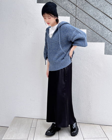 INGNI（イング） ルーズニットパーカー ﾌﾞﾙｰ