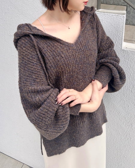 【プレミアムライン INGNI SOELA】ルーズニットパーカー