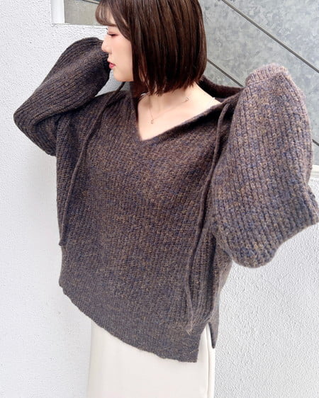 INGNI（イング） ルーズニットパーカー ﾌﾞﾗｳﾝ