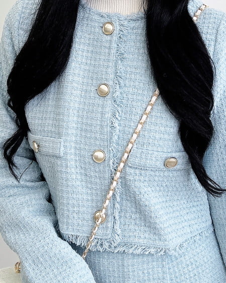 INGNI(イング) ツイードフリンジジャケット(セットアップ対応) サックス